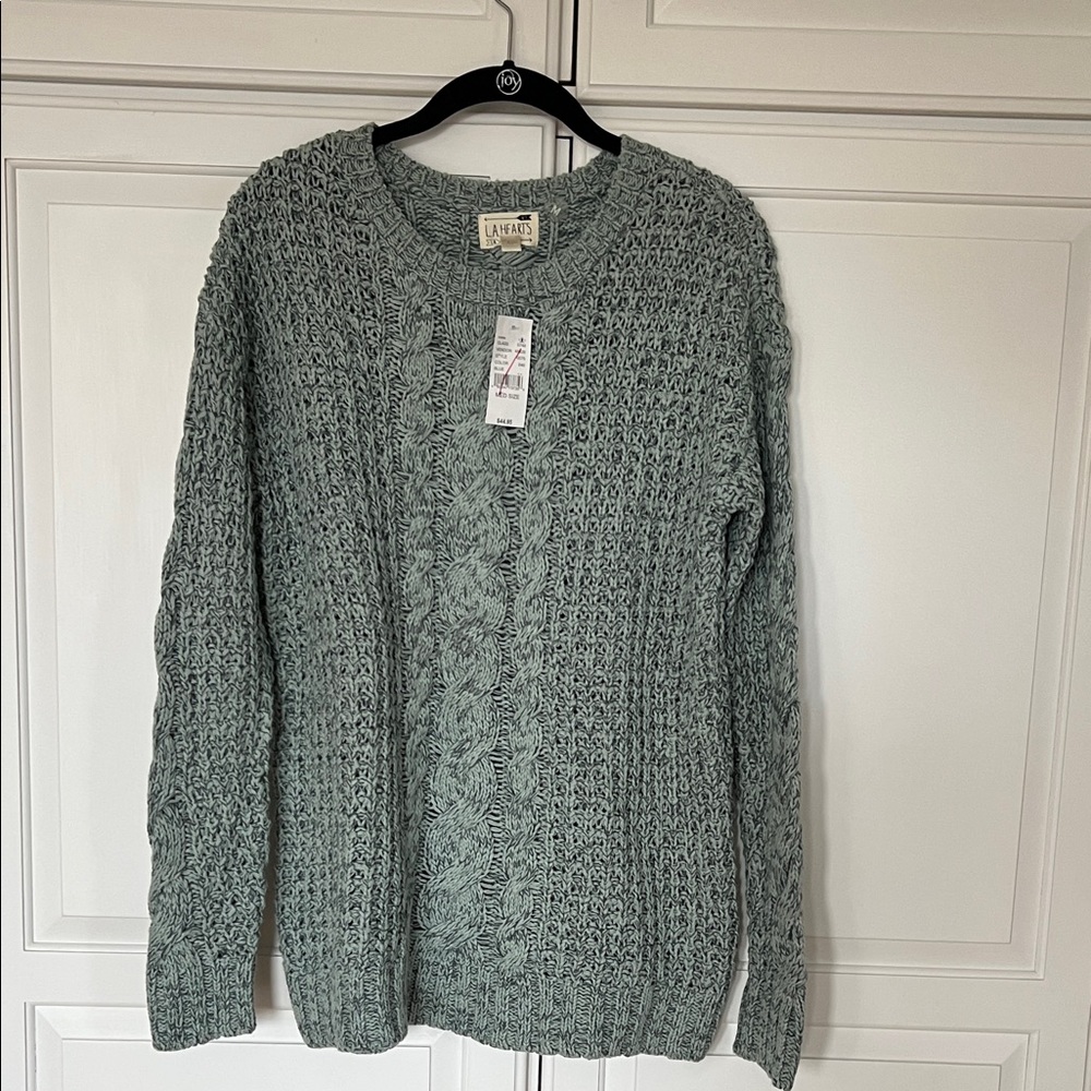 LA Hearts Sage Cable Knit Sweater